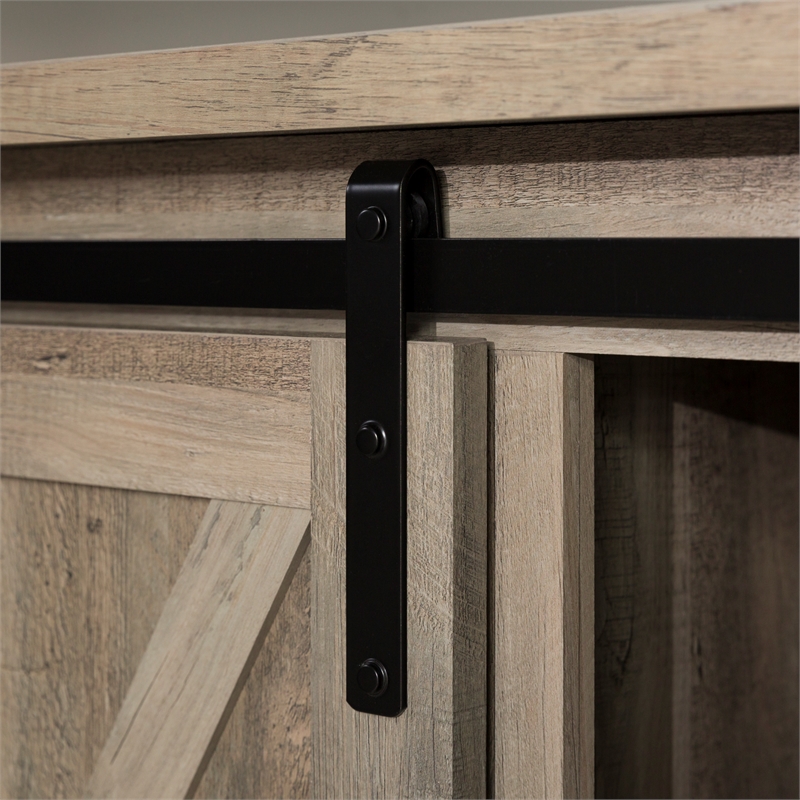 58 inch Sliding Barn Door TV Stand in Gray Wash