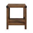 18-inch Farmhouse Metal X Wood Side Table in Reclaimed Barnwood Brown