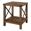 18-inch Farmhouse Metal X Wood Side Table in Reclaimed Barnwood Brown