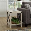 18 inch Metal X Wood Side Table in White Oak