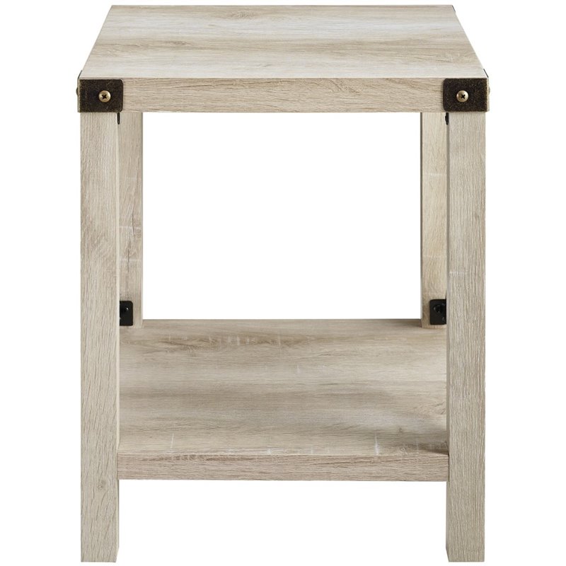 18 inch Metal X Wood Side Table in White Oak