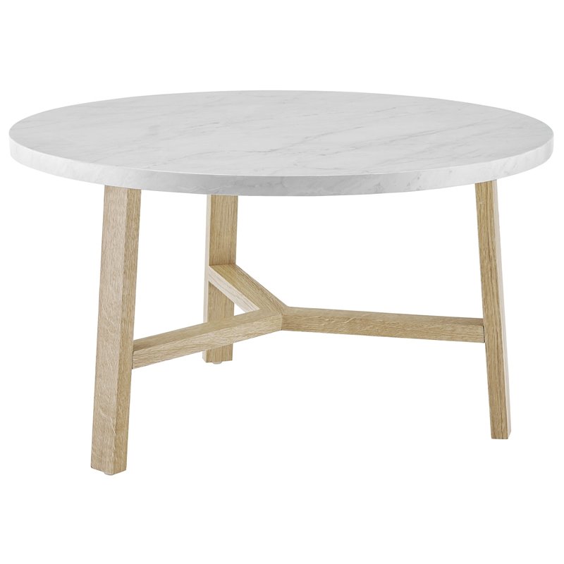 30 Inch Round Coffee Table In White, 30 Inch Round Coffee Table