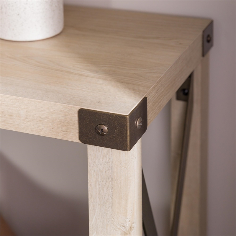 46 Metal X Entry Table in White Oak