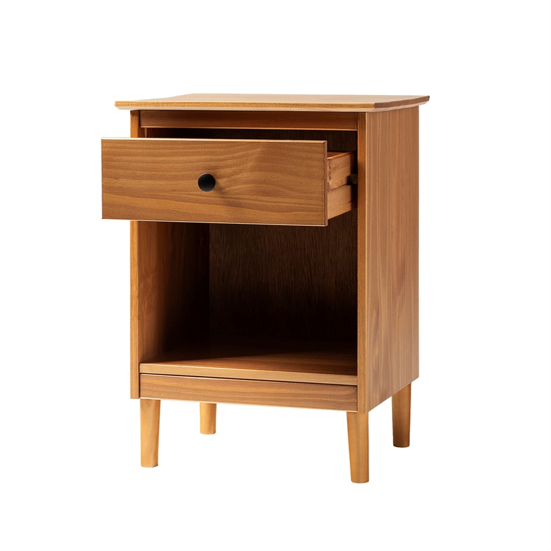 1 Drawer Solid Wood Nightstand in Caramel