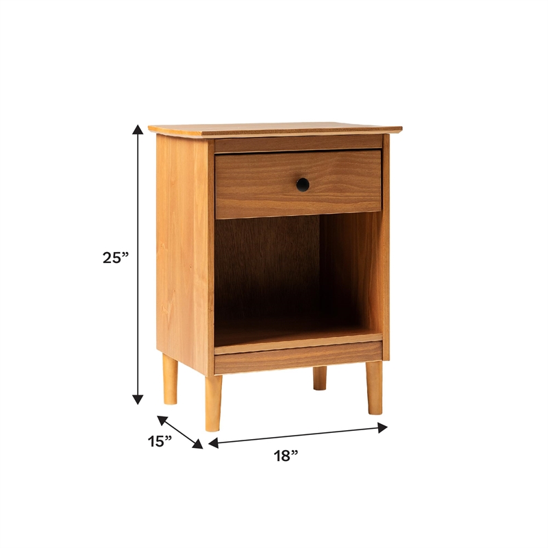 1 Drawer Solid Wood Nightstand in Walnut