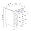 Modern 3 Drawer Solid Wood Nightstand in Caramel