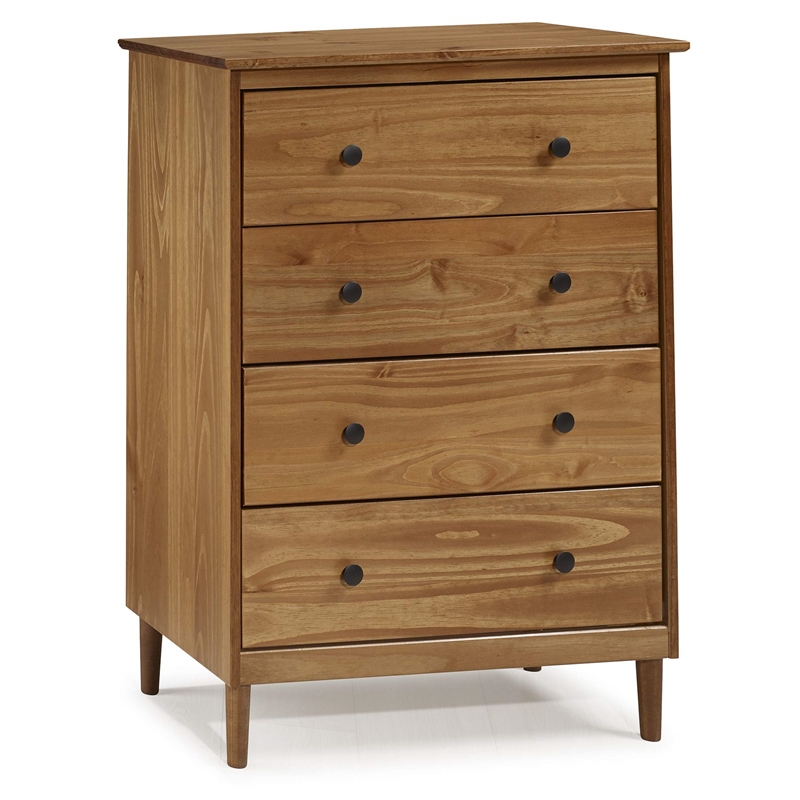 4 Drawer Solid Wood Dresser in Caramel