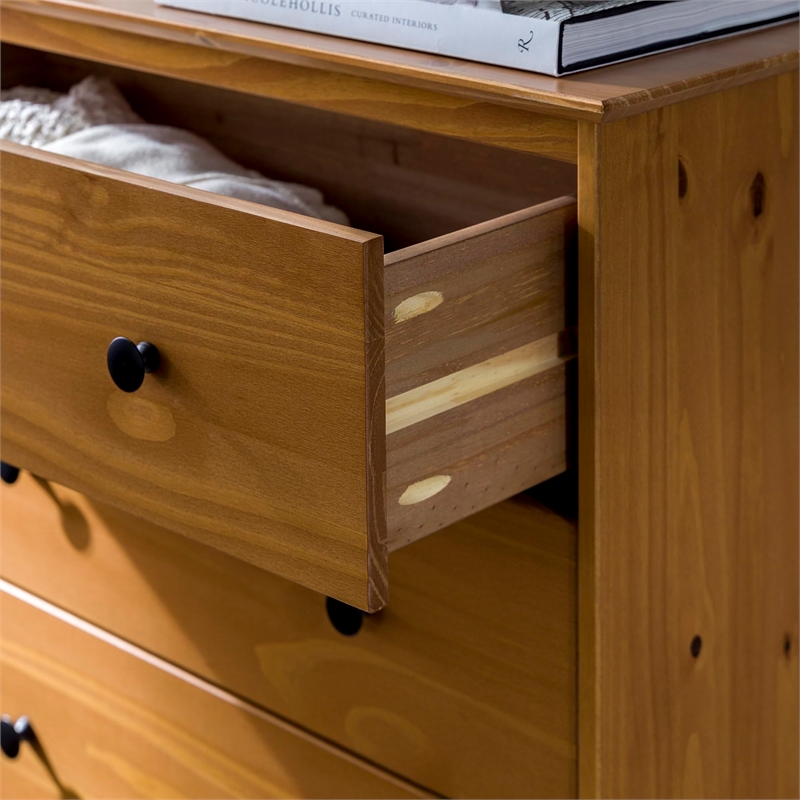 4 Drawer Solid Wood Dresser in Caramel