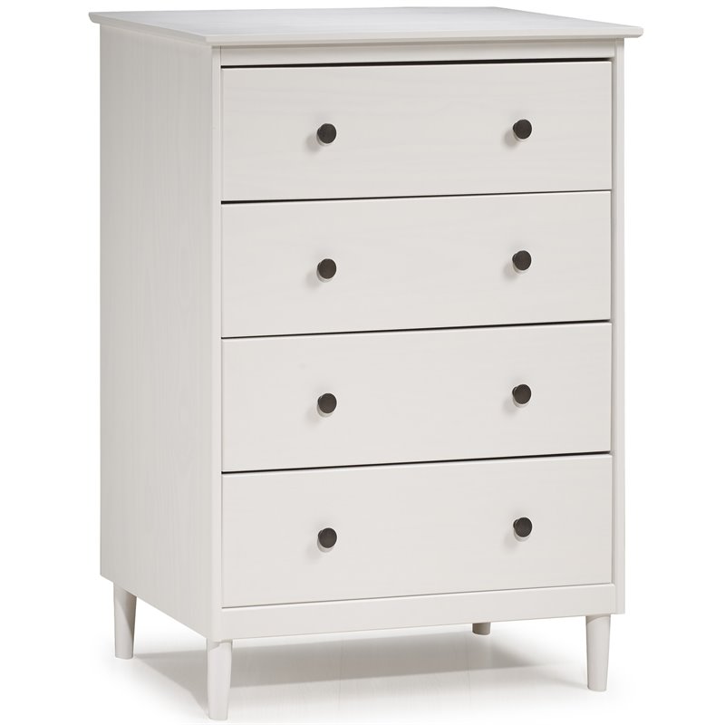 4 Drawer Solid Wood Dresser In White Dressers Chests Of Drawers