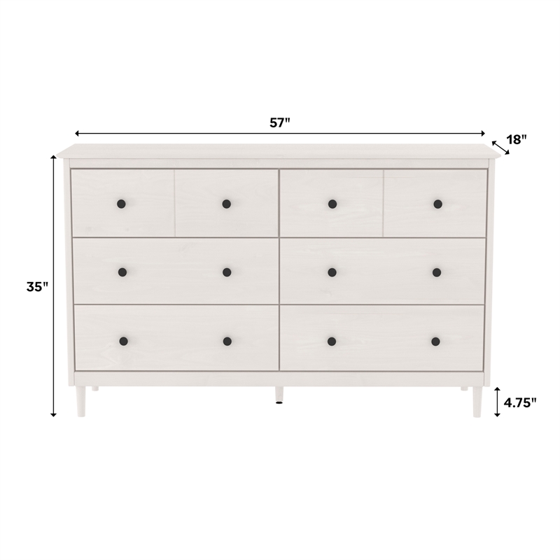 Walker Edison 6 Drawer Solid Wood Dresser in White