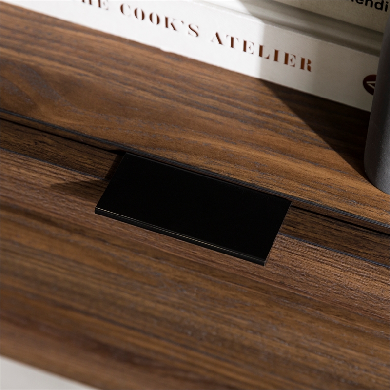 70 inch Wood Slat Door TV Stand Console in Dark Walnut