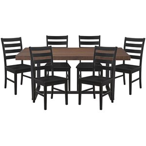 7 piece distressed dining set in mahogany and black