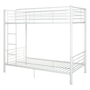 Metal Twin over Twin Bunk Bed in White Finish