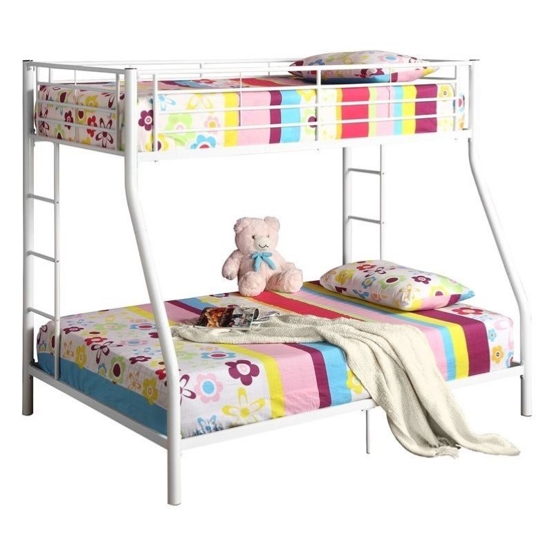 Metal Twin Over Full Bunk Bed In White Finish Btodwh Metal Twin Over Full Bunk Bed In White Finish