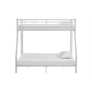 walker edison sunrise metal bunk bed in white finish