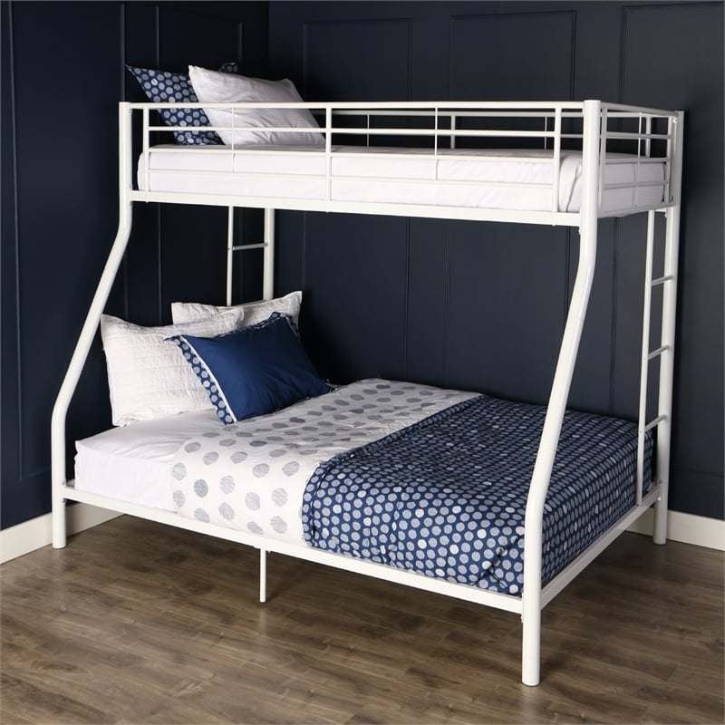 Contemporary Twin Over Full Metal Bunk, Metal Bunk Bed With Double On Bottom