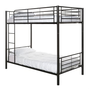 twin over twin metal bunk bed in black finish