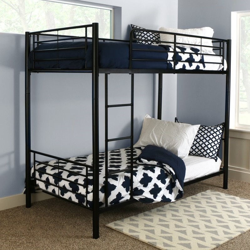 Twin over Twin Metal Bunk Bed in Black Finish