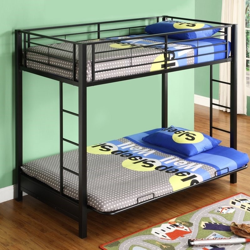 Metal Twin Over Futon Bunk Bed Frame In, Futon Bunk Bed Size