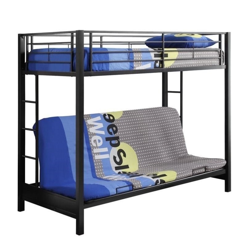 Metal Twin Over Futon Bunk Bed Frame In, Bunk Bed With Futon On Bottom Instructions