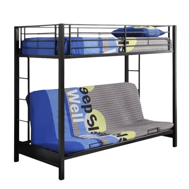 Metal Twin Over Futon Bunk Bed Frame In, Black Metal Frame Futon Bunk Bed