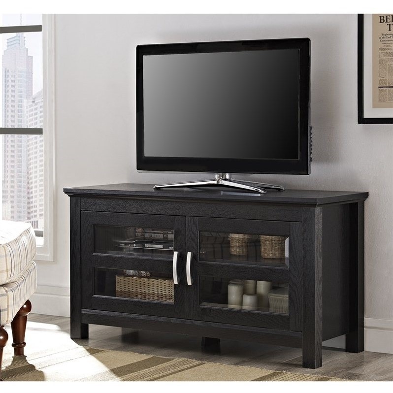 52 in. Highboy Style Wood TV Stand in Black - W52C32BL