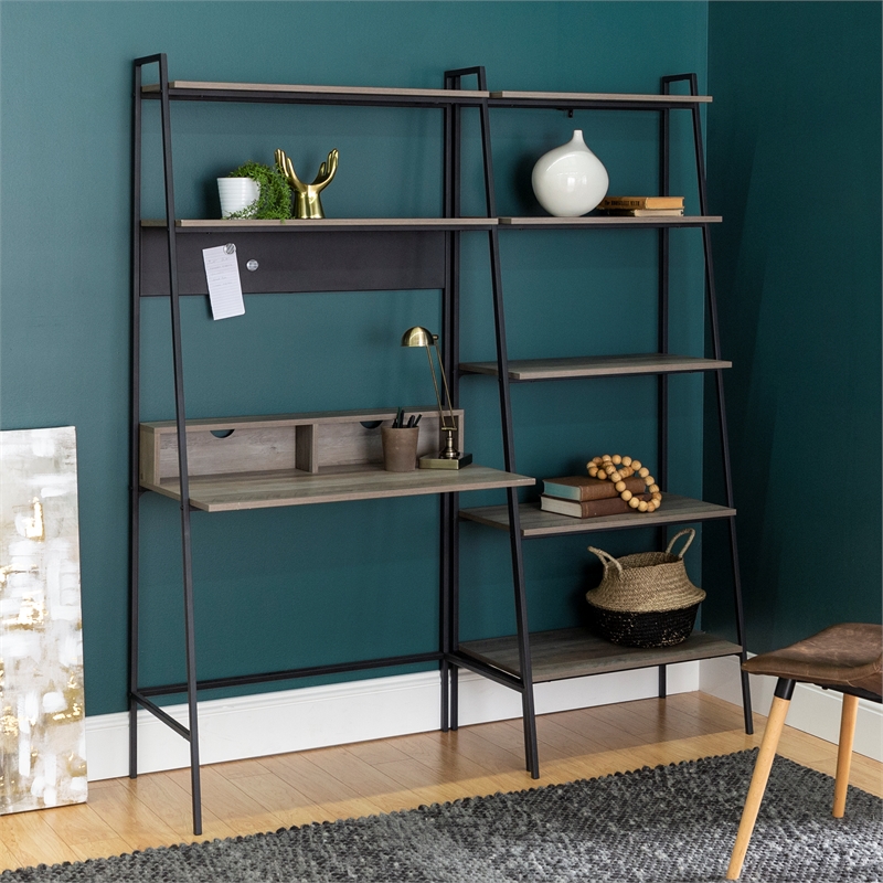 2Piece Home Office Wood Desk Set Grey Wash Cymax Business