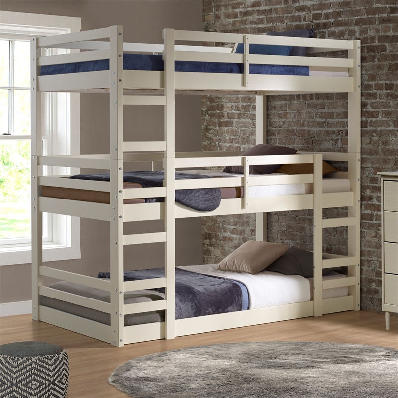 wooden triple bunk bed