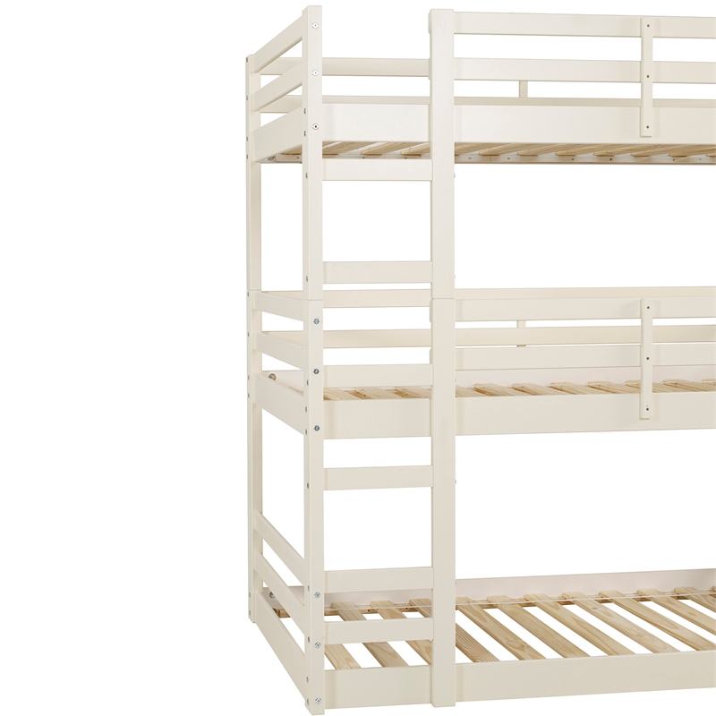 Solid Wood Triple Bunk Bed White BW3TOTWH