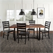 Walker Edison 5-Piece Wood Farmhouse Dining Set - Mahogany and Black