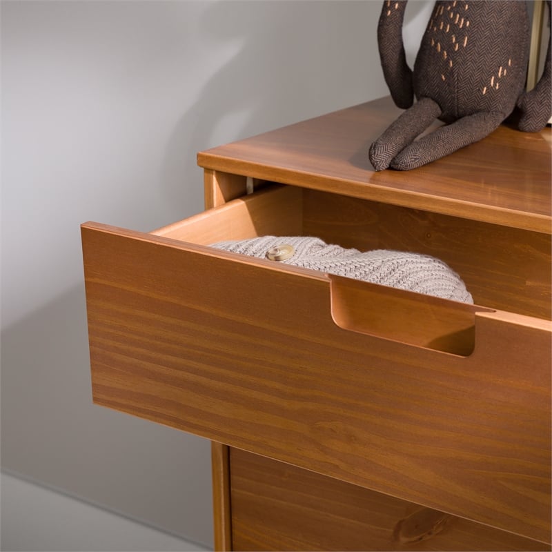 3 Drawer Mid Century Modern Wood Dresser - Caramel