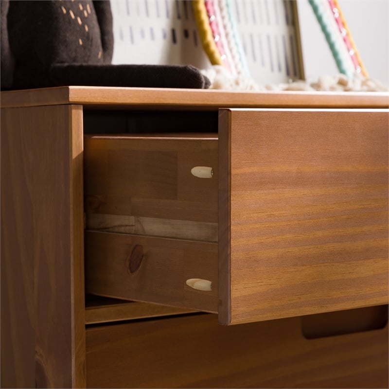 3 Drawer Mid Century Modern Wood Dresser - Caramel