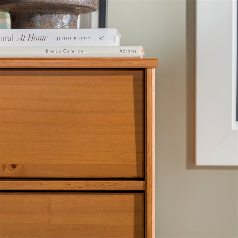 3 Drawer Mid Century Modern Wood Dresser - Caramel