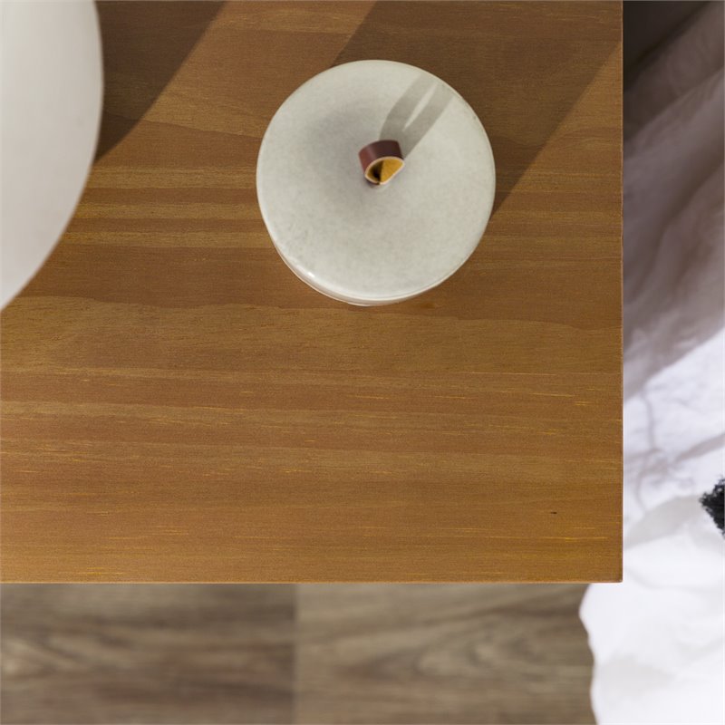 Walker Edison Mid Century Modern Wood 2 Drawer Nightstand in Caramel