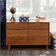 Walker Edison 6 Drawer Mid Century Modern Wood Dresser in Caramel