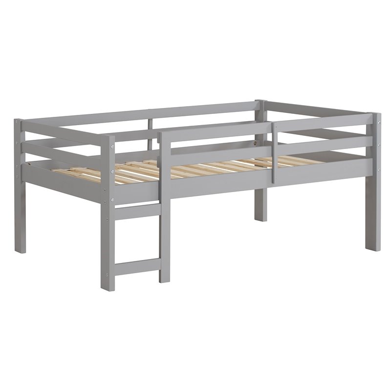 Solid Wood Low Loft Bed Grey Cymax Business