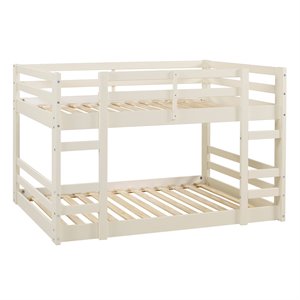 low wood twin over twin bunk bed - white