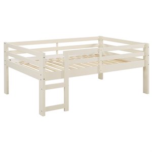 solid wood low loft bed - white