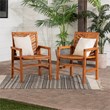 Outdoor Wood Patio Chairs - Set of 2 - Brown