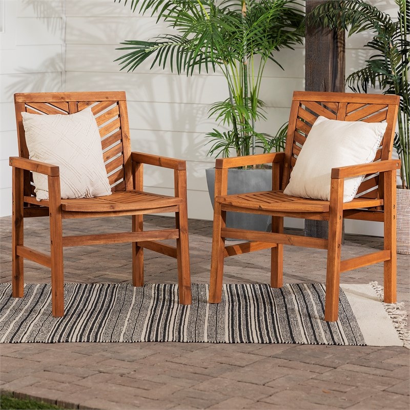 Outdoor Wood Patio Chairs selling - Set of 2 - Brown