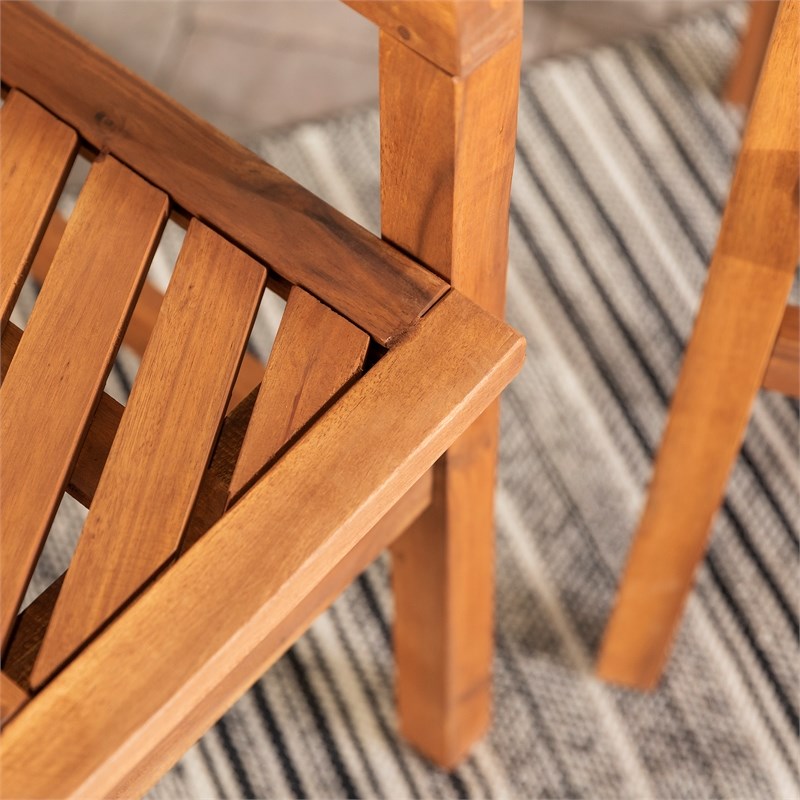 Outdoor Wood Patio Chairs - Set of 2 - Brown