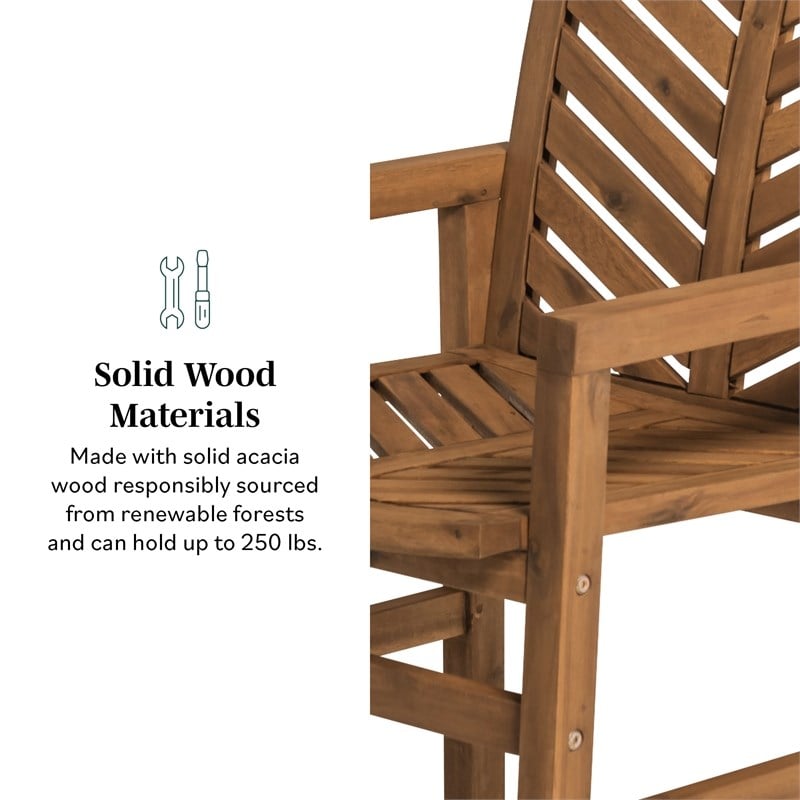 Outdoor Wood Patio Chairs - Set of 2 - Brown
