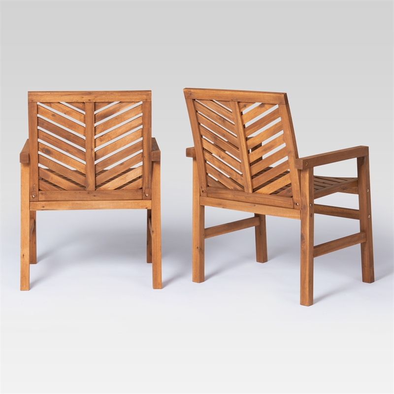 Outdoor Wood Patio Chairs Set of 2 Brown OWC2VINBR