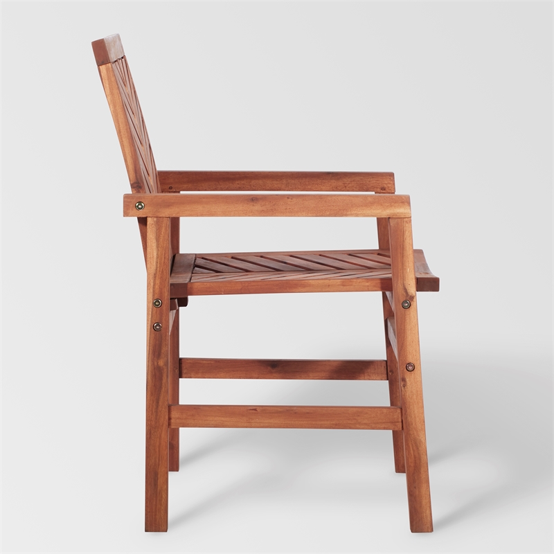 Outdoor Wood Patio Chairs Set of 2 Brown OWC2VINBR