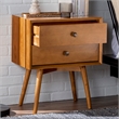 Walker Edison Mid-Century 2 Drawer Solid Wood Nightstand in Caramel