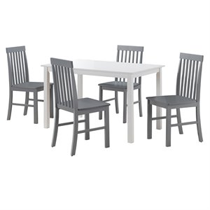 walker edison 5-piece modern wood dining set in white and gray