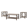 Walker Edison Metal X 3-Piece Wood and Metal Coffee Table Set in Gray Wash