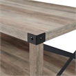 Walker Edison Metal X 3-Piece Wood and Metal Coffee Table Set in Gray Wash