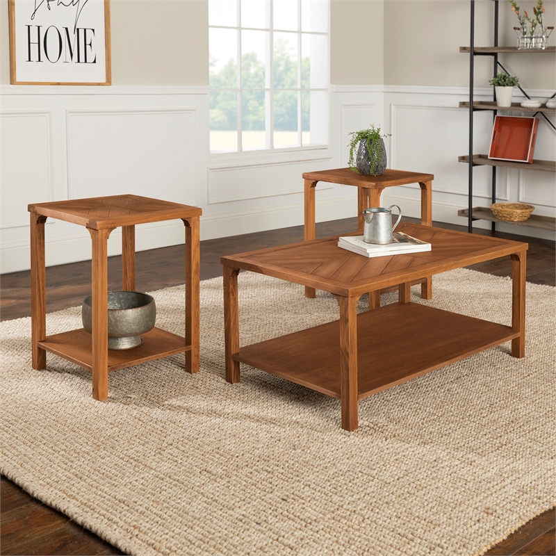 walker edison 3-piece modern farmhouse coffee table set in ...