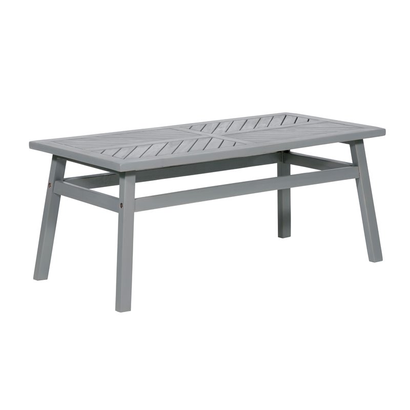 Walker Edison Outdoor Wood Patio Chevron Coffee Table In Gray Wash Ow42vinctgw